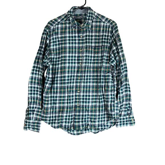 Eddie Bauer Mens Shirt Green Plaid Outdoor Soft Button Down 100% Cotton M - Picture 1 of 12